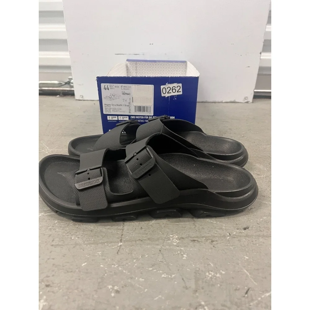 Birkenstock Mogami‎ Terra 1029643 Sandals Mens US 11 Black 2-Strap Comfort Slide